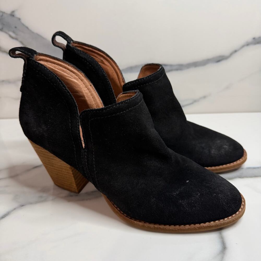Jeffrey Campbell Wmns Black Suede Rosalee Boots Sz 9 Western Pull-On Block Heel